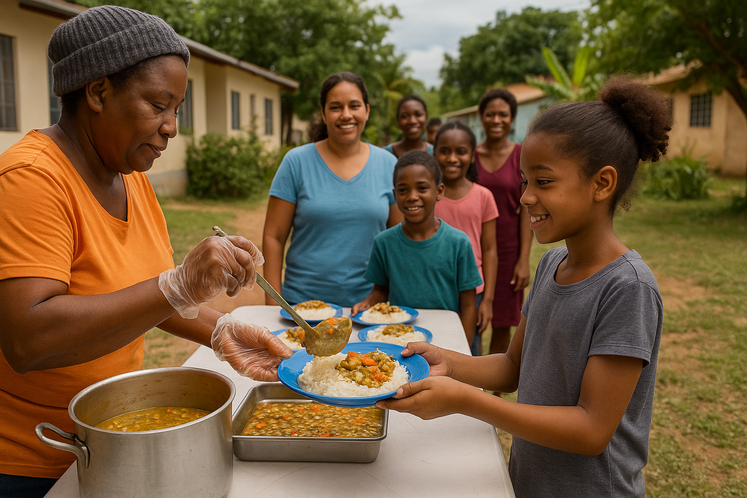 Volunteer with children at Ryvanz-Mia program