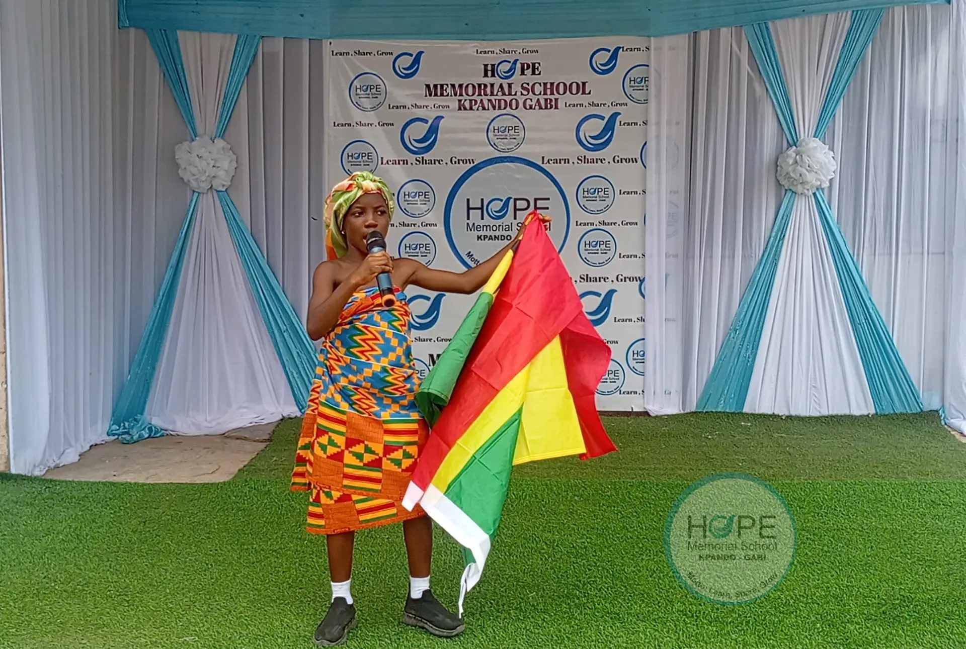 Student participating in a Hope Memorial School cultural activity in Ghana
