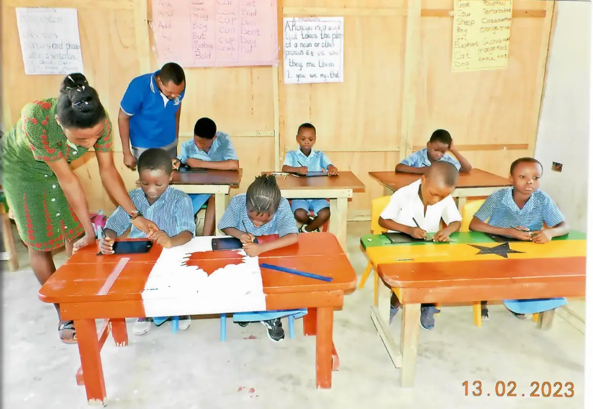 Children learning inside a Hope Memorial School classroom