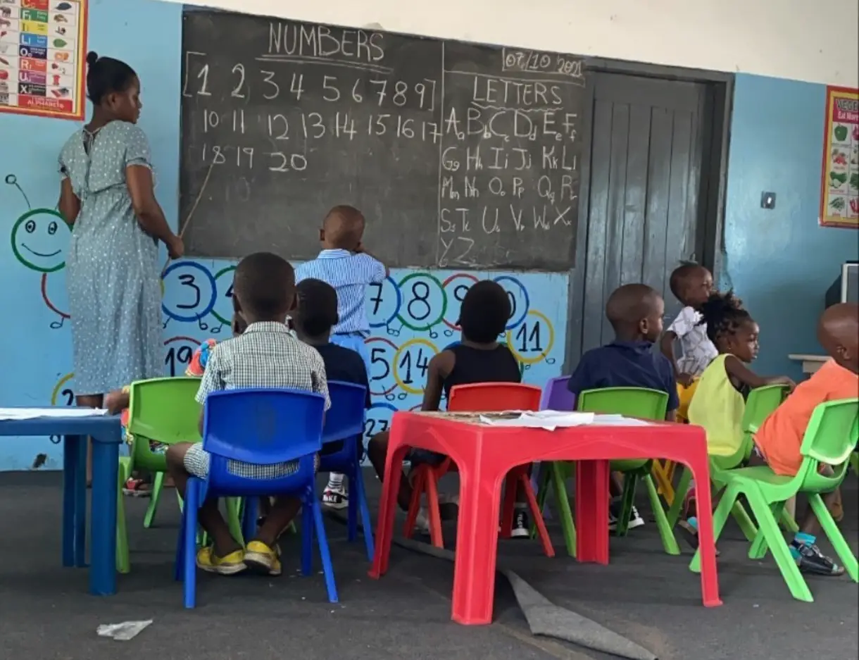 Young children participating in an early childhood learning program