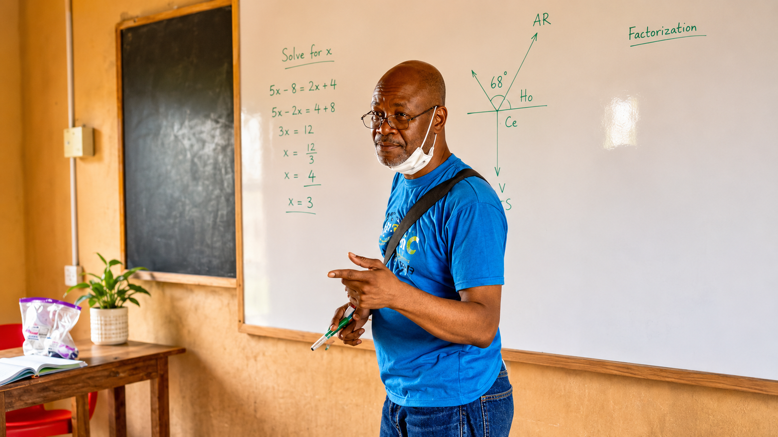 Teacher supporting students in a classroom connected to Ryvanz-Mia education programs