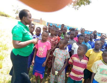 Sensitization talk with some children in Uganda